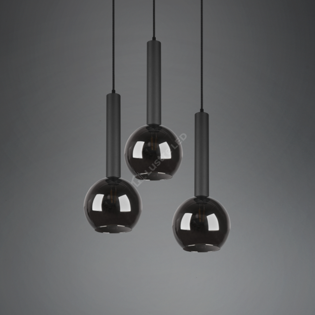 Lustra Suspendata CLAYTON 3xE27 NEAGRA / ABAJUR Chandeliers