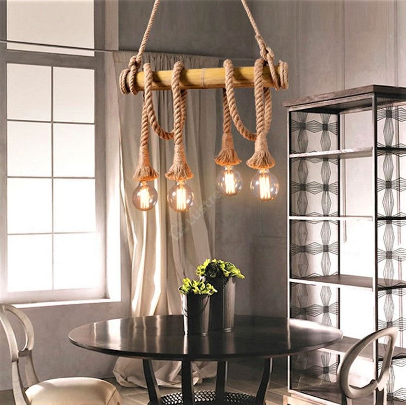 Lustra Retro Design Bamboo 4Xe27 Lighting Fixtures
