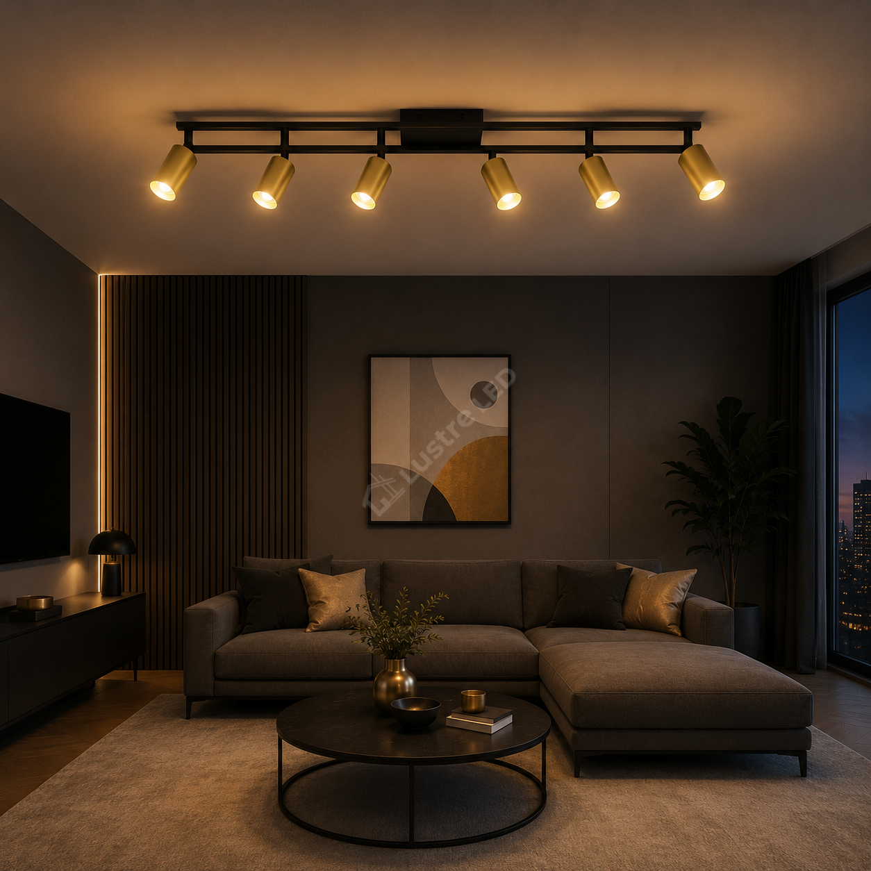 Lustra SCANDINAV Black + Gold cu Spoturi Reglabile 6xGU10 Premium 75cm