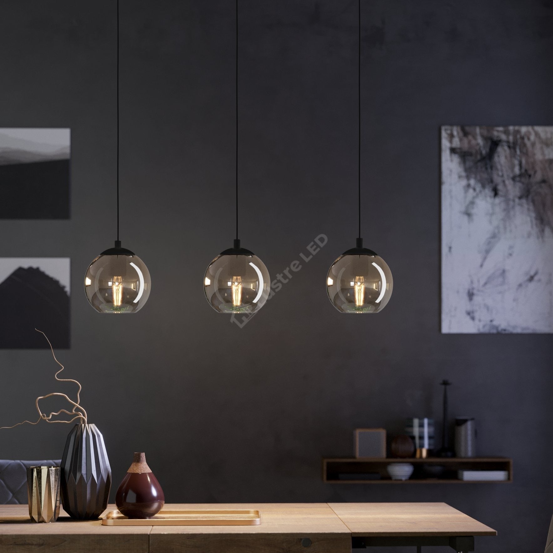 Lustra Suspendata ARISCANI 3xE27 Black 76.5CM Chandeliers