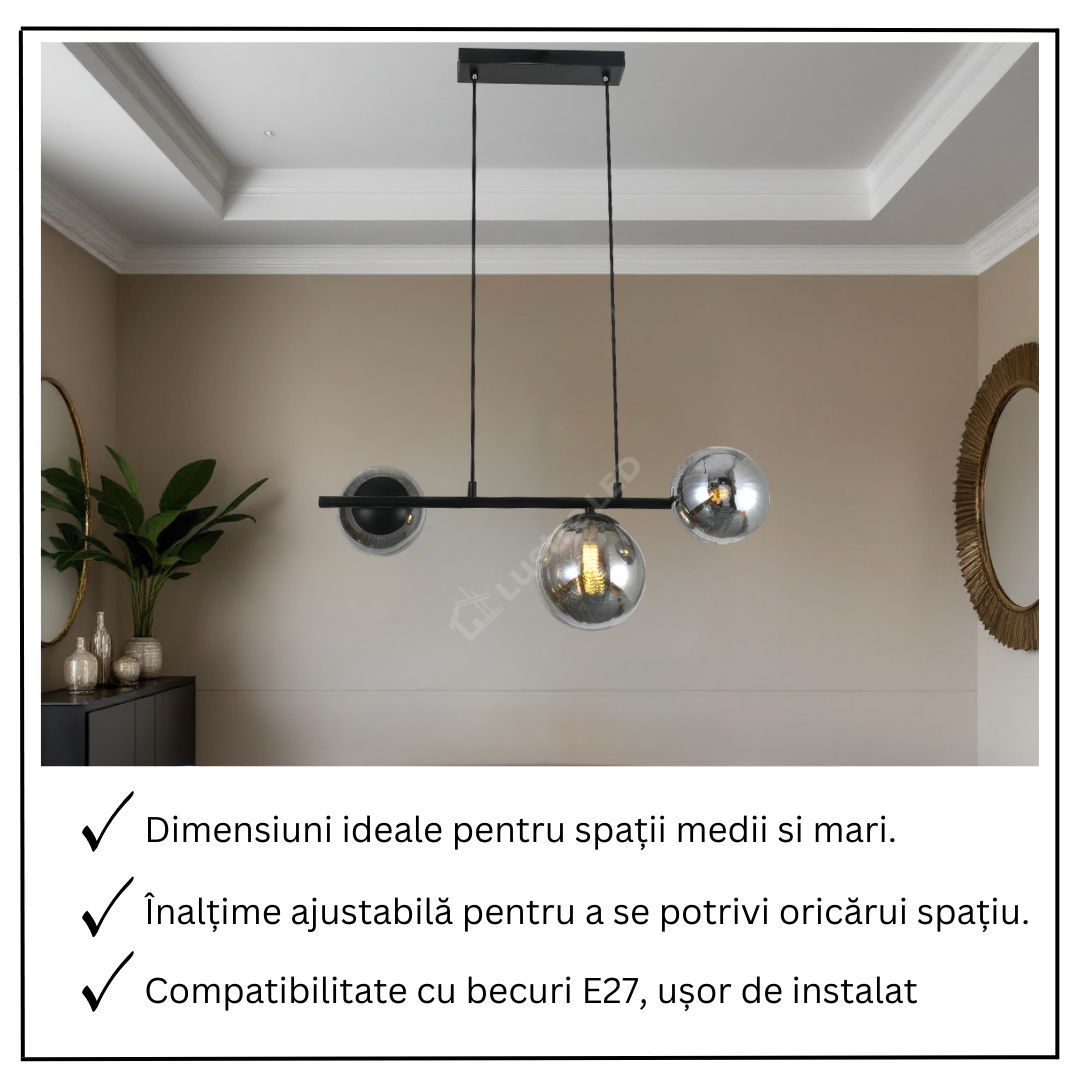 Lustra Abajur 3xE27 Axis Lights - VP2412A-3 NEAGRA / ABAJUR Chandeliers