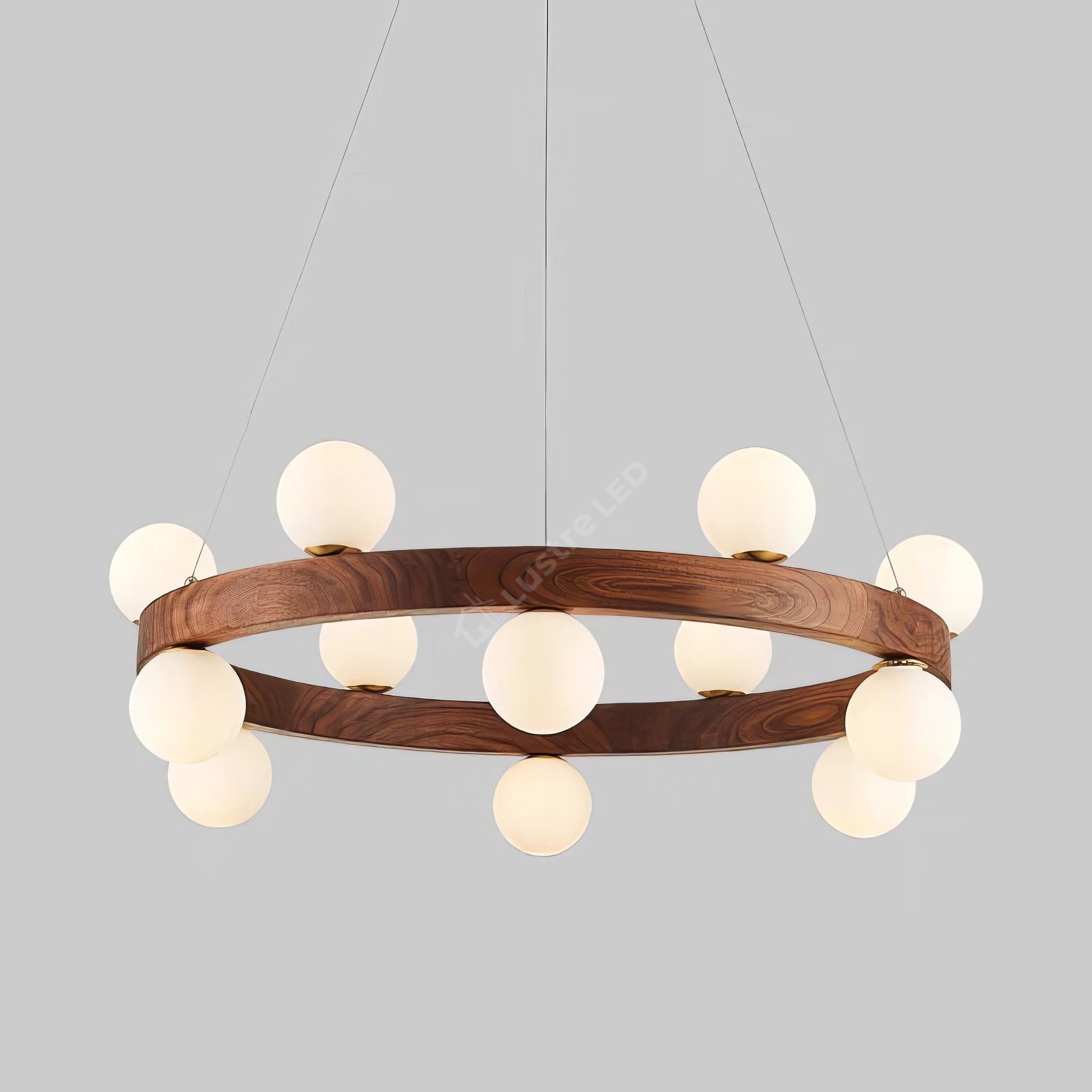 Lustra Suspendata Abajur ZAVI 12xG9 Wood Design 60cm