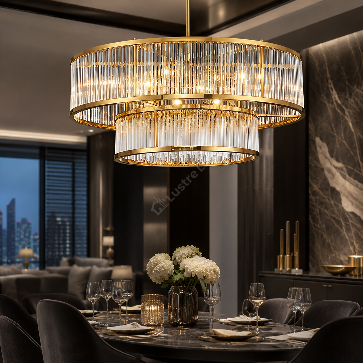 Lustra Suspendata CANNE Gold 2 Etaje 10xE14 Ø60CM