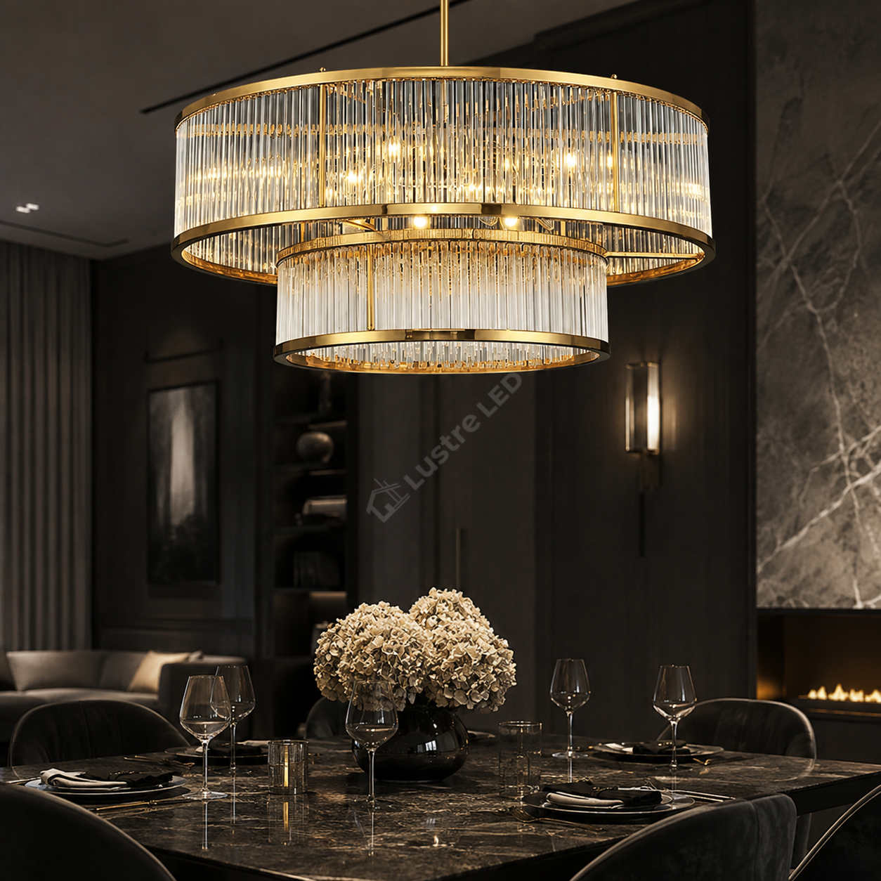 Lustra Suspendata CANNE Gold 2 Etaje 10xE14 Ø60CM