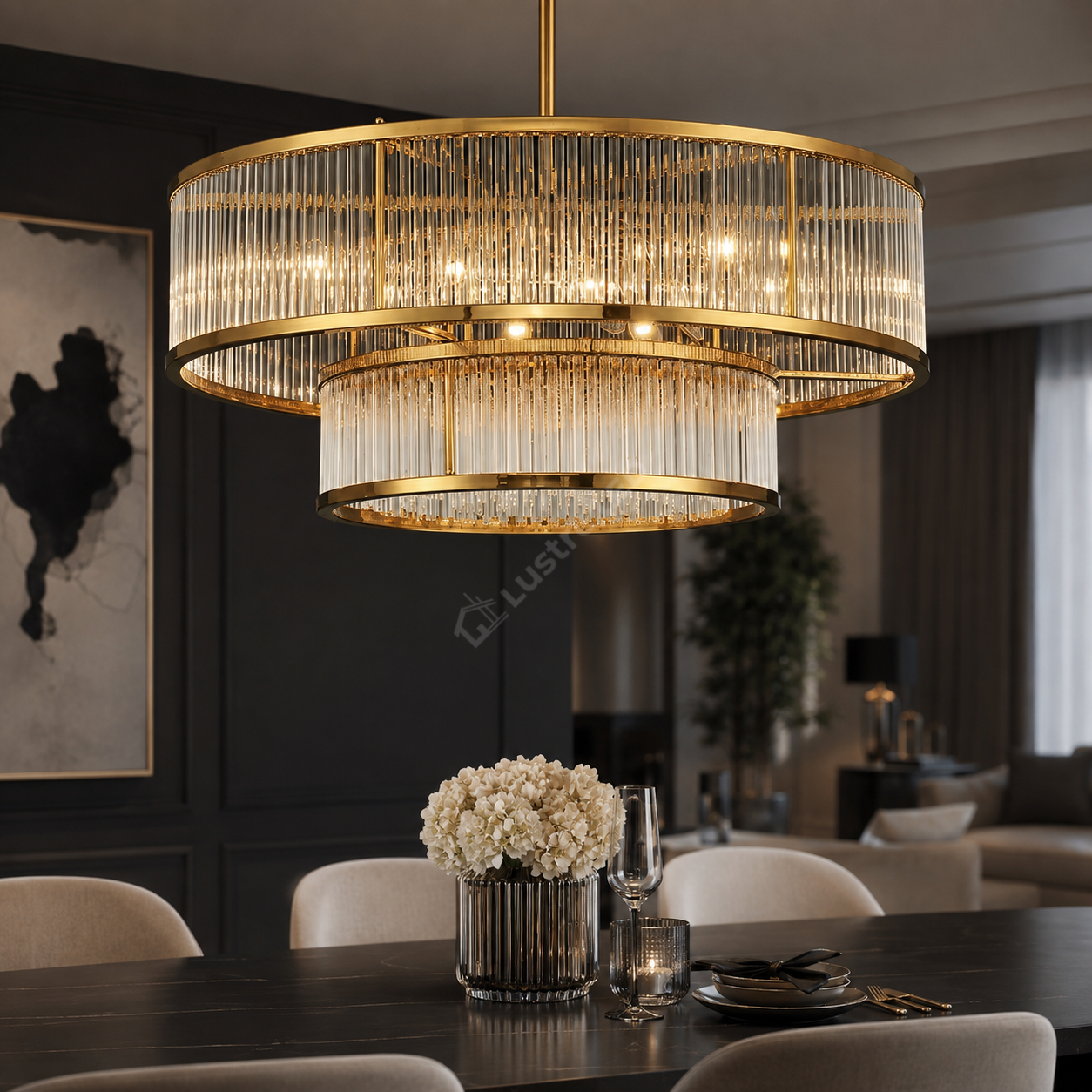 Lustra Suspendata CANNE Gold 2 Etaje 10xE14 Ø60CM