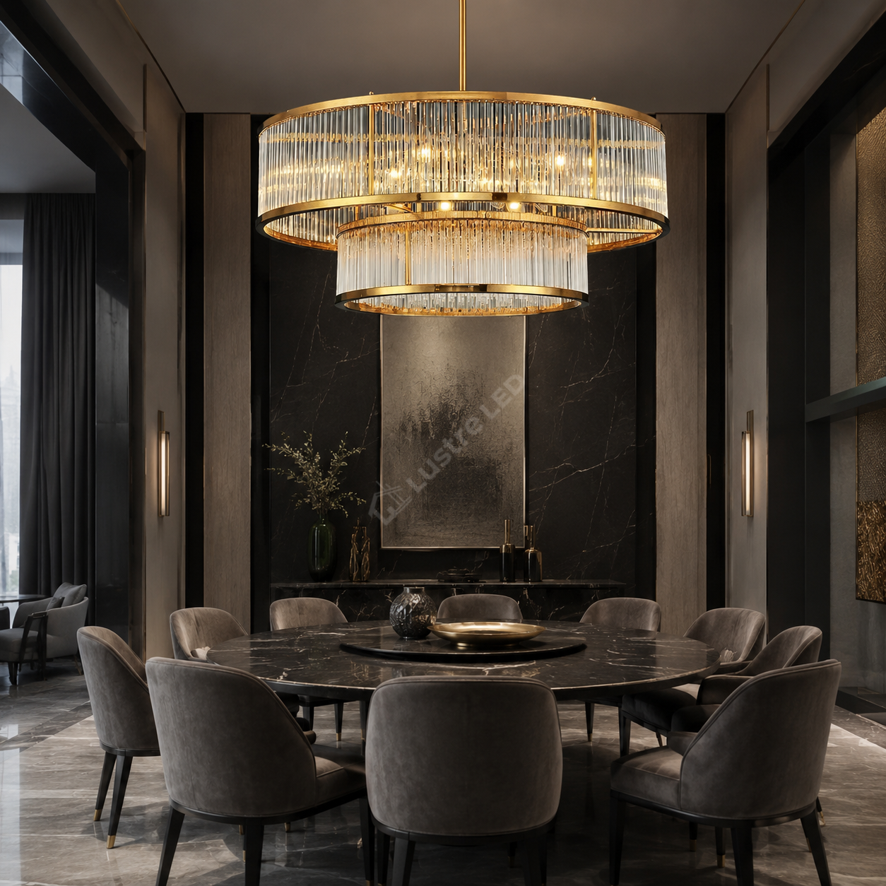 Lustra Suspendata CANNE Gold 2 Etaje 10xE14 Ø60CM