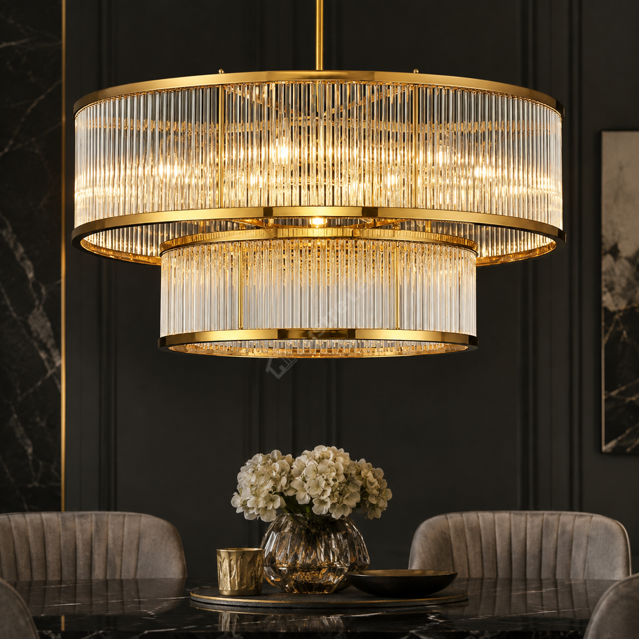 Lustra Suspendata CANNE Gold 2 Etaje 10xE14 Ø60CM