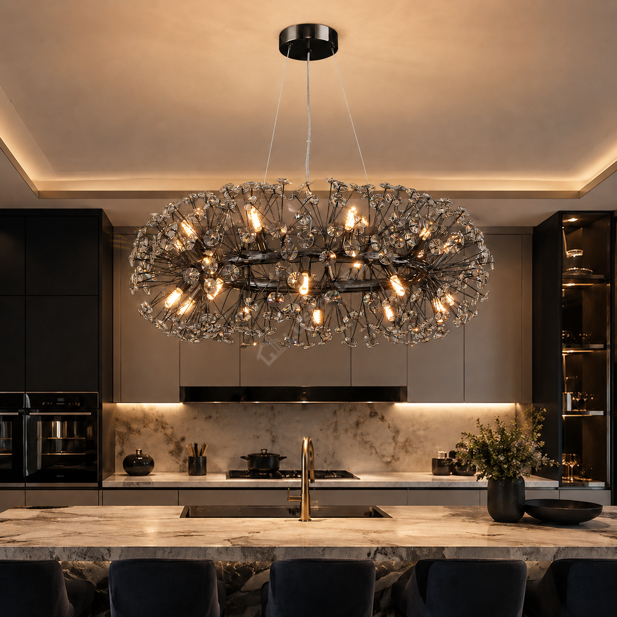 Lustra Suspendata Crystal Dandelion Black XXL