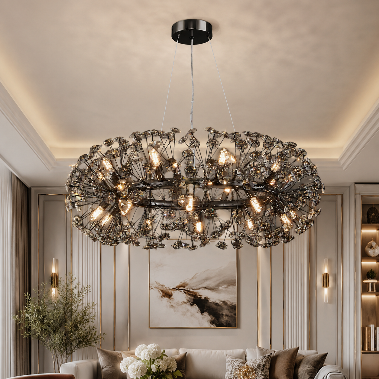 Lustra Suspendata Crystal Dandelion Black XXL