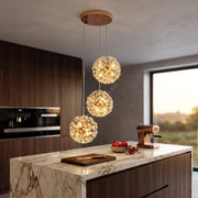 Lustra Suspendata Crystal Dandelion Gold cu 3 Pendule