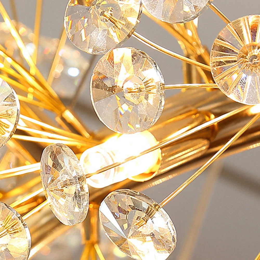 Lustra Suspendata Crystal Dandelion Gold cu 3 Pendule