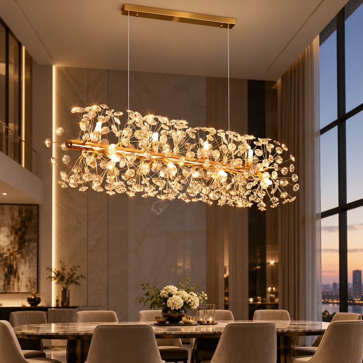 Lustra Suspendata Crystal Dandelion Gold LINIAR 90cm