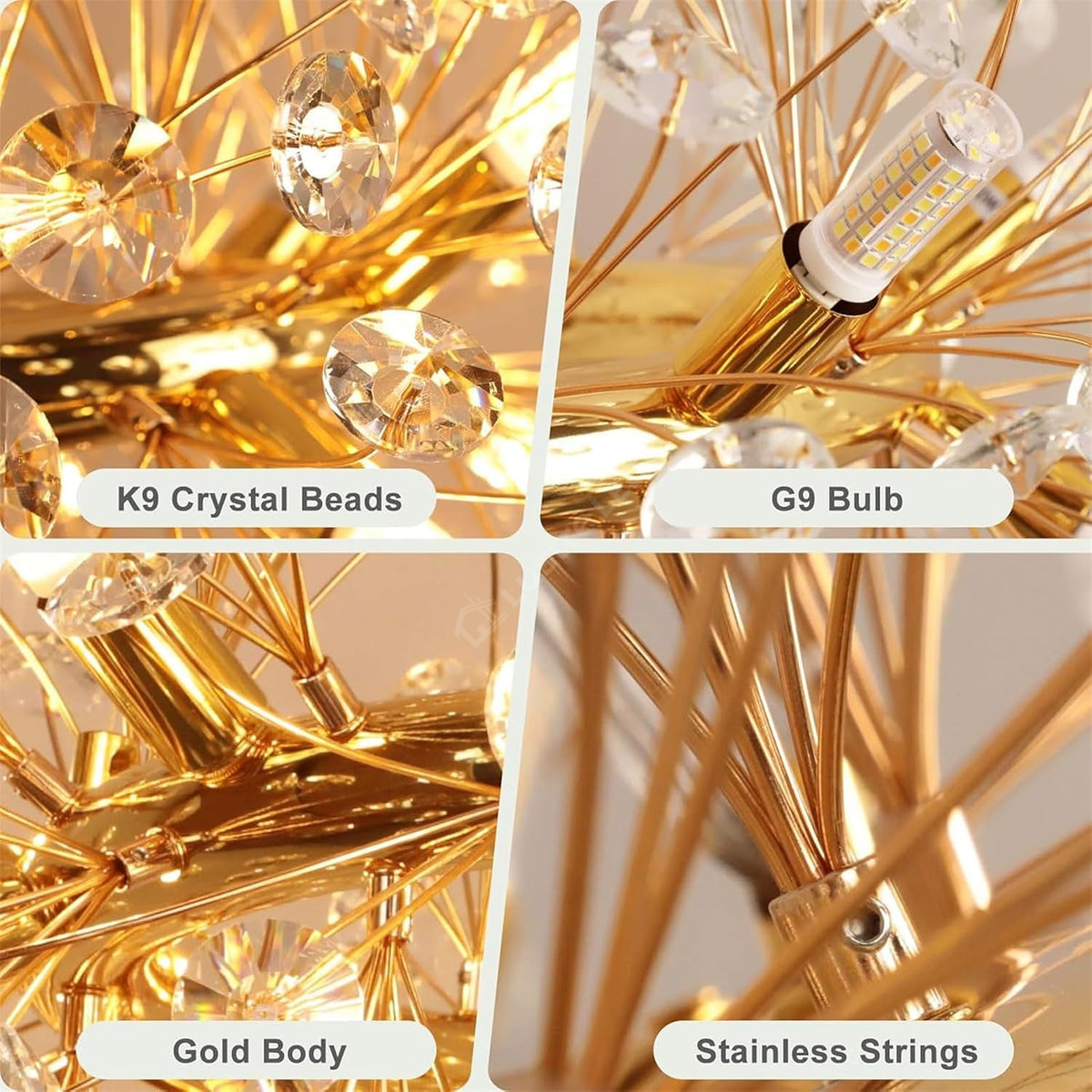 Lustra Suspendata Crystal Dandelion Gold XXL
