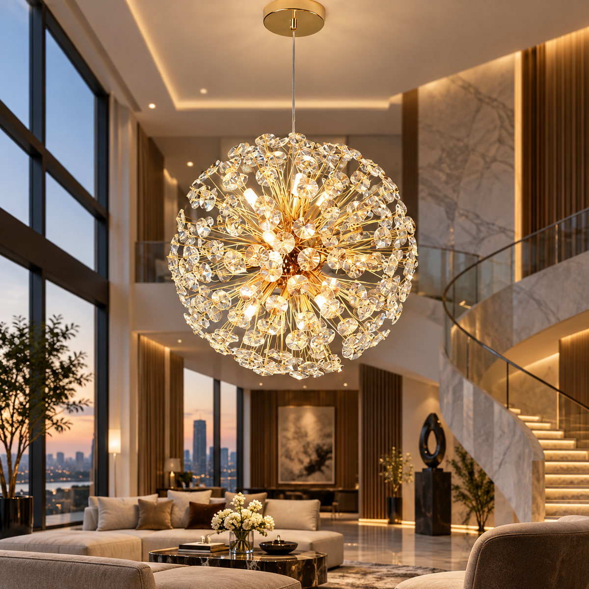 Lustra Suspendata Crystal Dandelion Gold