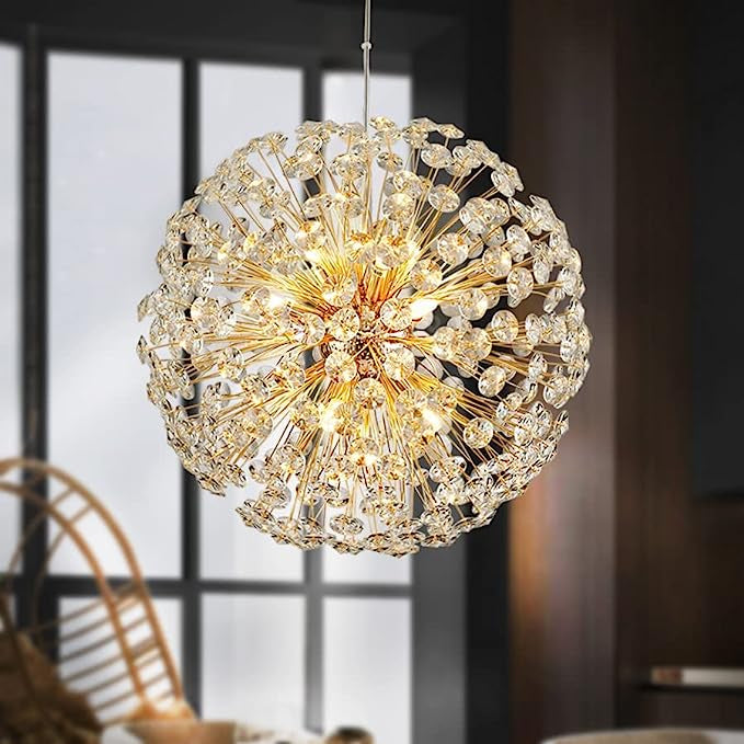 Lustra Suspendata Crystal Dandelion Gold Lighting Fixtures