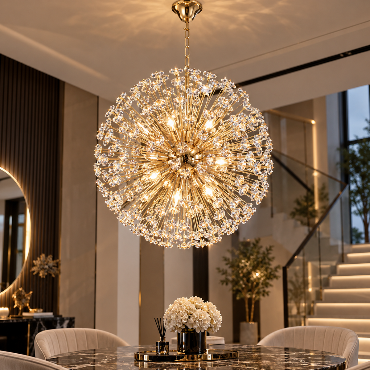 Lustra Suspendata Crystal Dandelion Gold