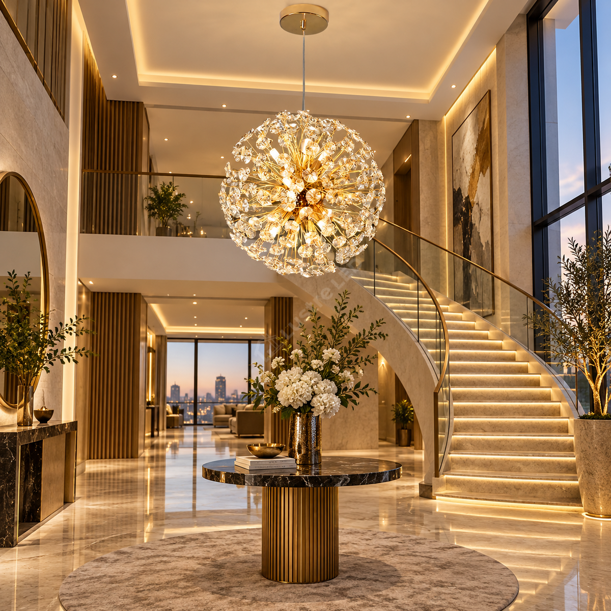 Lustra Suspendata Crystal Dandelion Gold