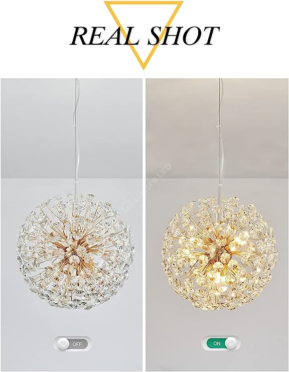 Lustra Suspendata Crystal Dandelion Gold Lighting Fixtures