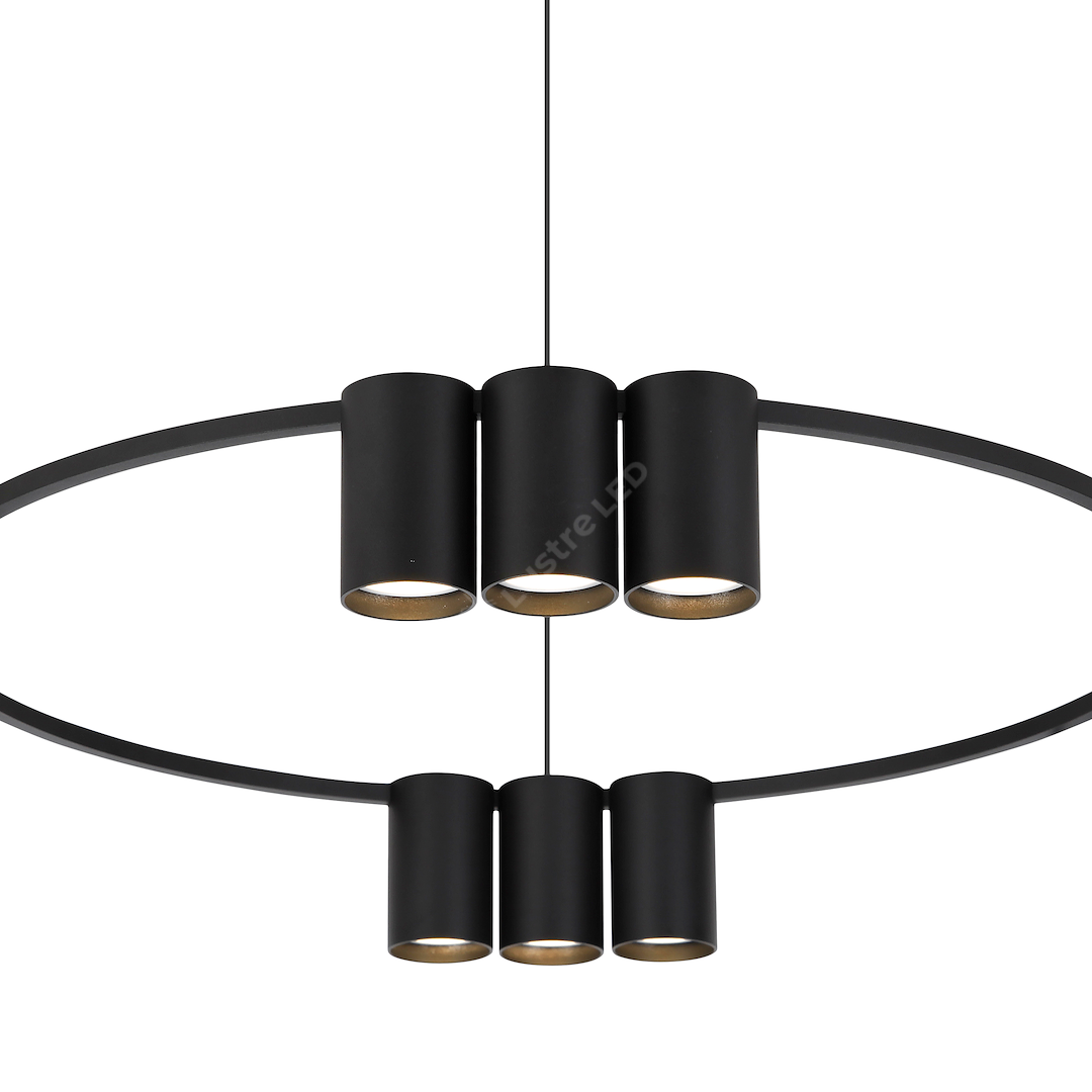 Lustra Suspendata cu 10 Spoturi Genesis Circle Black Ø60CM