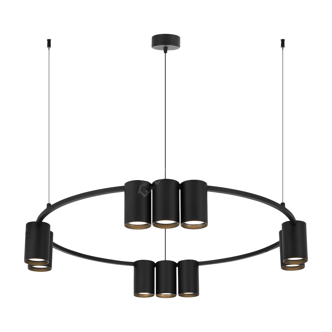 Lustra Suspendata cu 10 Spoturi Genesis Circle Black Ø60CM