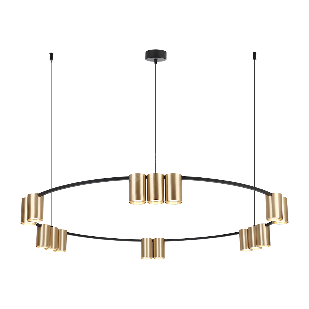 Lustra Suspendata cu 15 Spoturi Genesis Circle Black & Gold Ø100CM