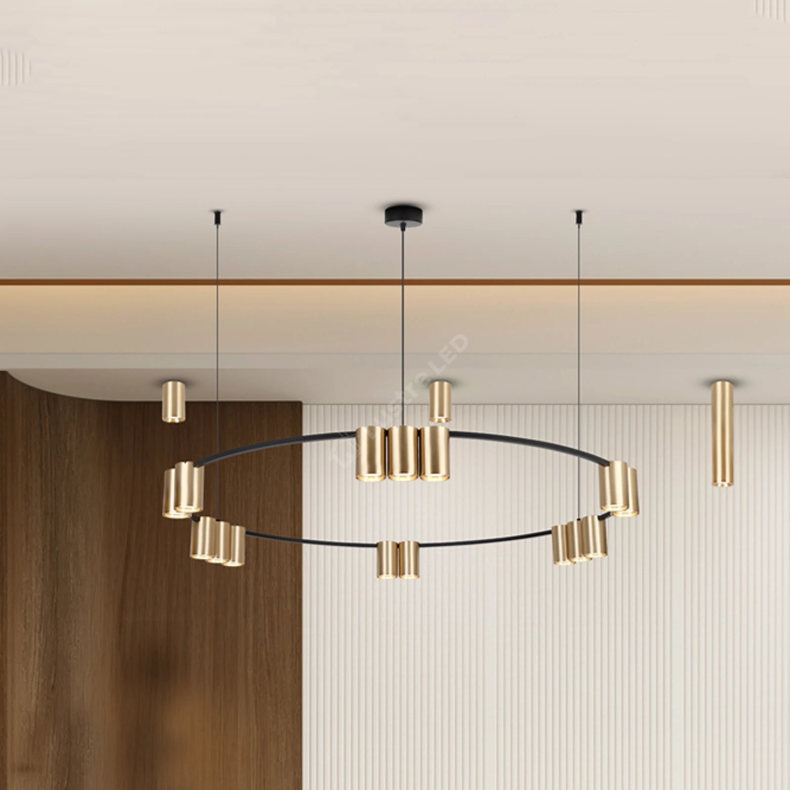 Lustra Suspendata cu 15 Spoturi Genesis Circle Black & Gold Ø100CM