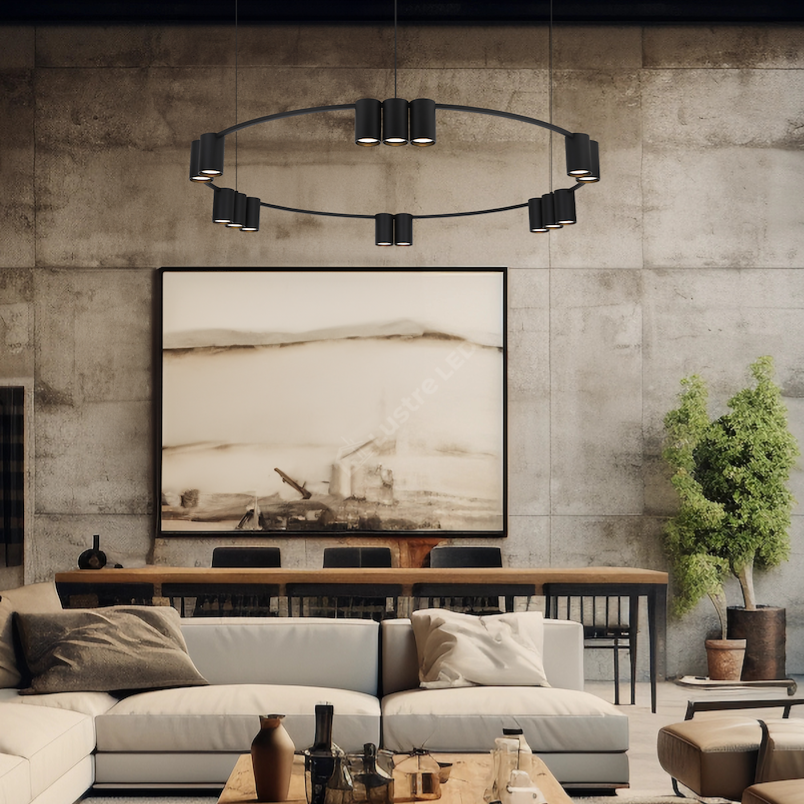 Lustra Suspendata cu 15 Spoturi Genesis Circle Black Ø100CM