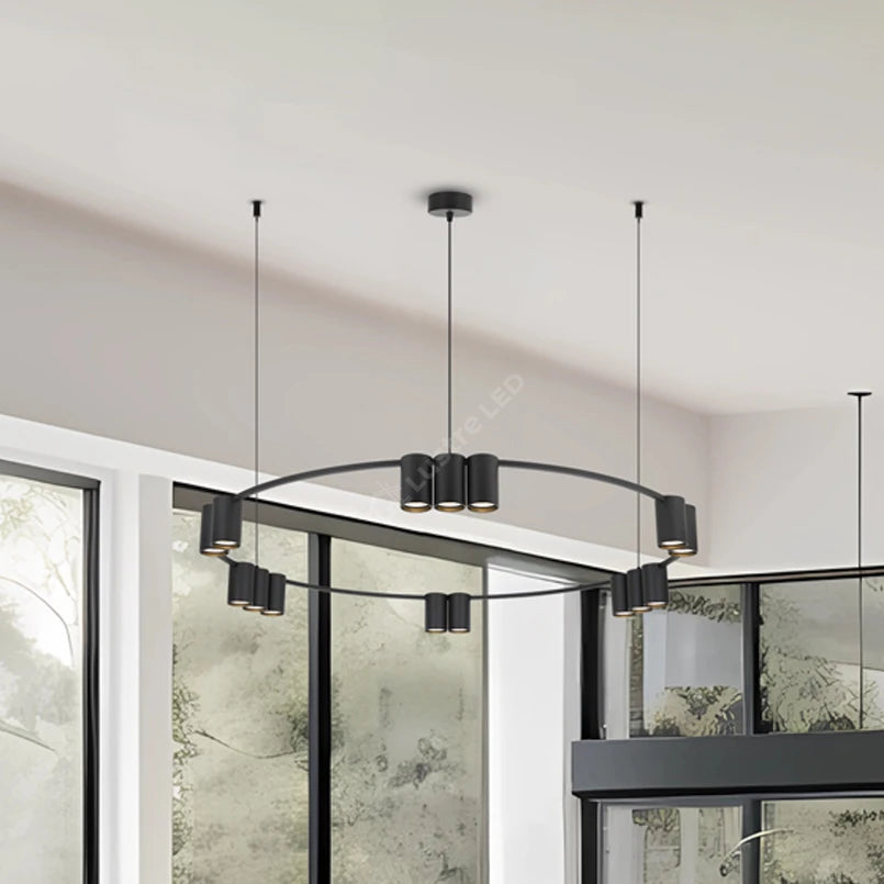 Lustra Suspendata cu 15 Spoturi Genesis Circle Black Ø100CM