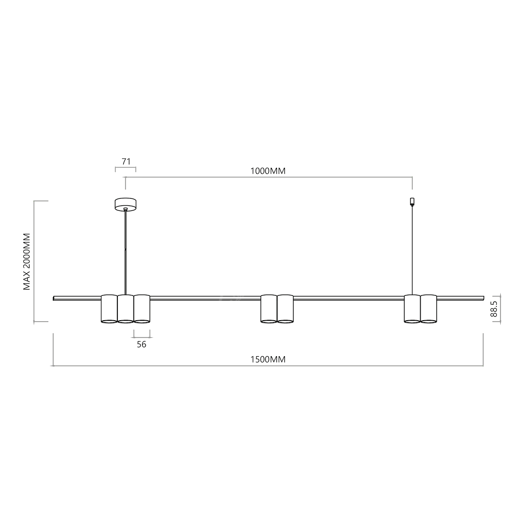 Lustra Suspendata cu 7 Spoturi Genesis Black 150CM