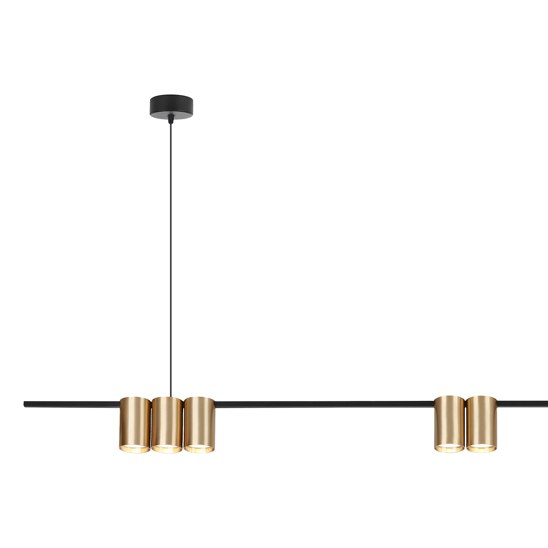 Lustra Suspendata cu 7 Spoturi Genesis Black & Gold 150CM