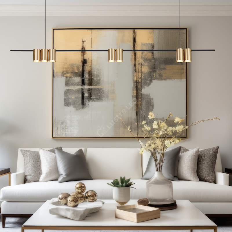 Lustra Suspendata cu 7 Spoturi Genesis Black & Gold 150CM