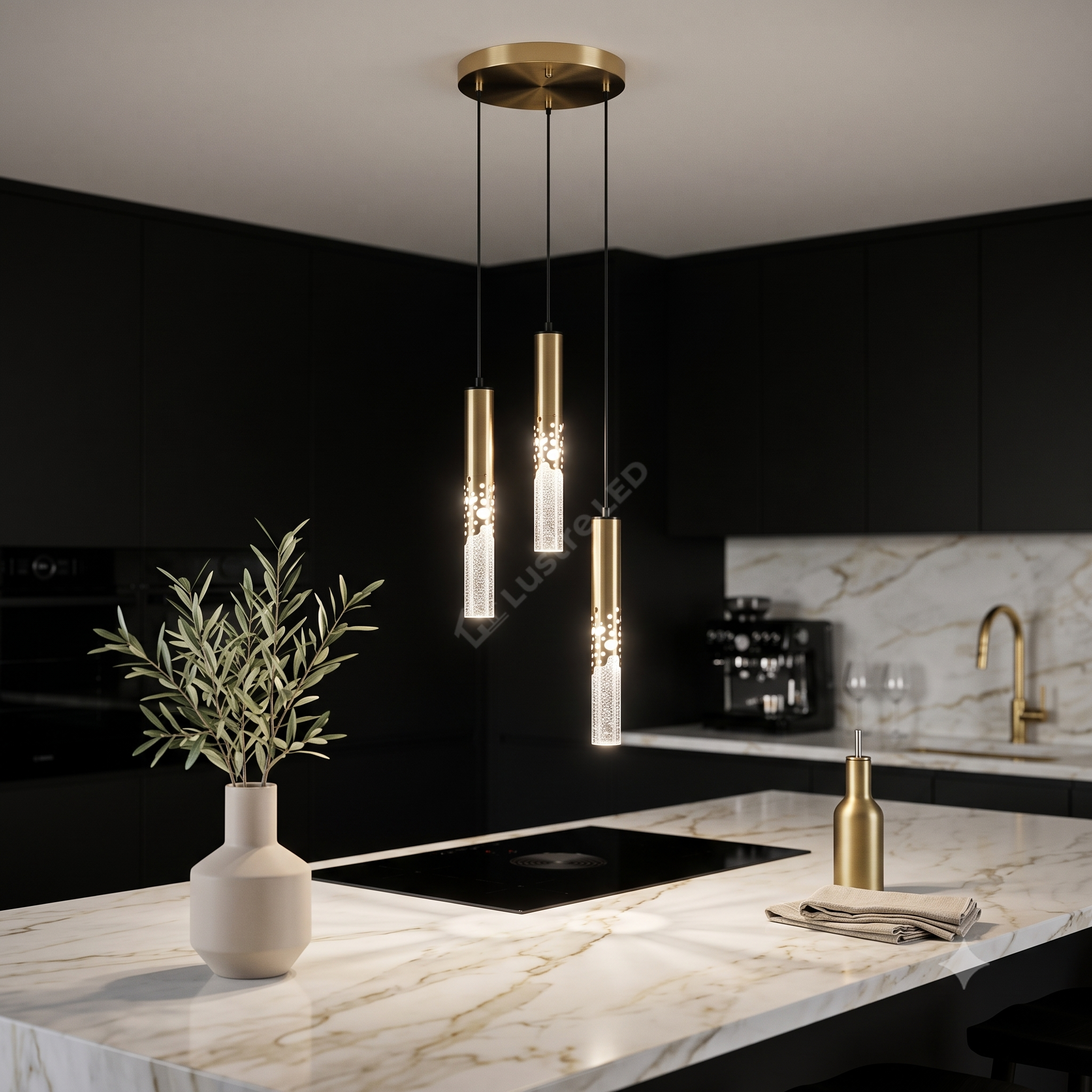 Lustra Suspendata ELANORA Glass Gold Echivalent 200W