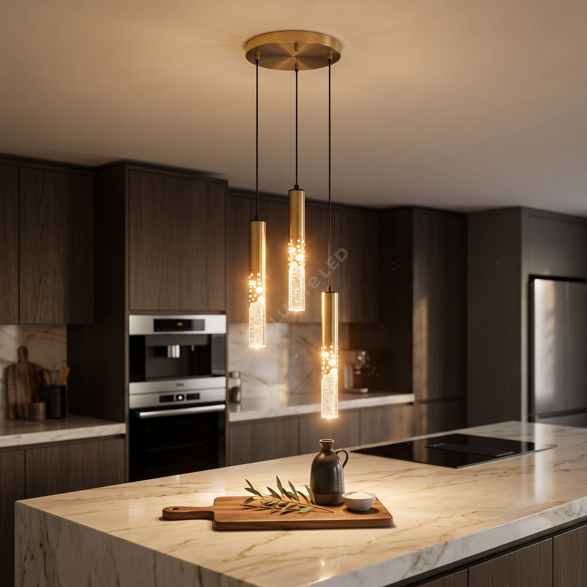 Lustra Suspendata ELANORA Glass Gold Echivalent 200W