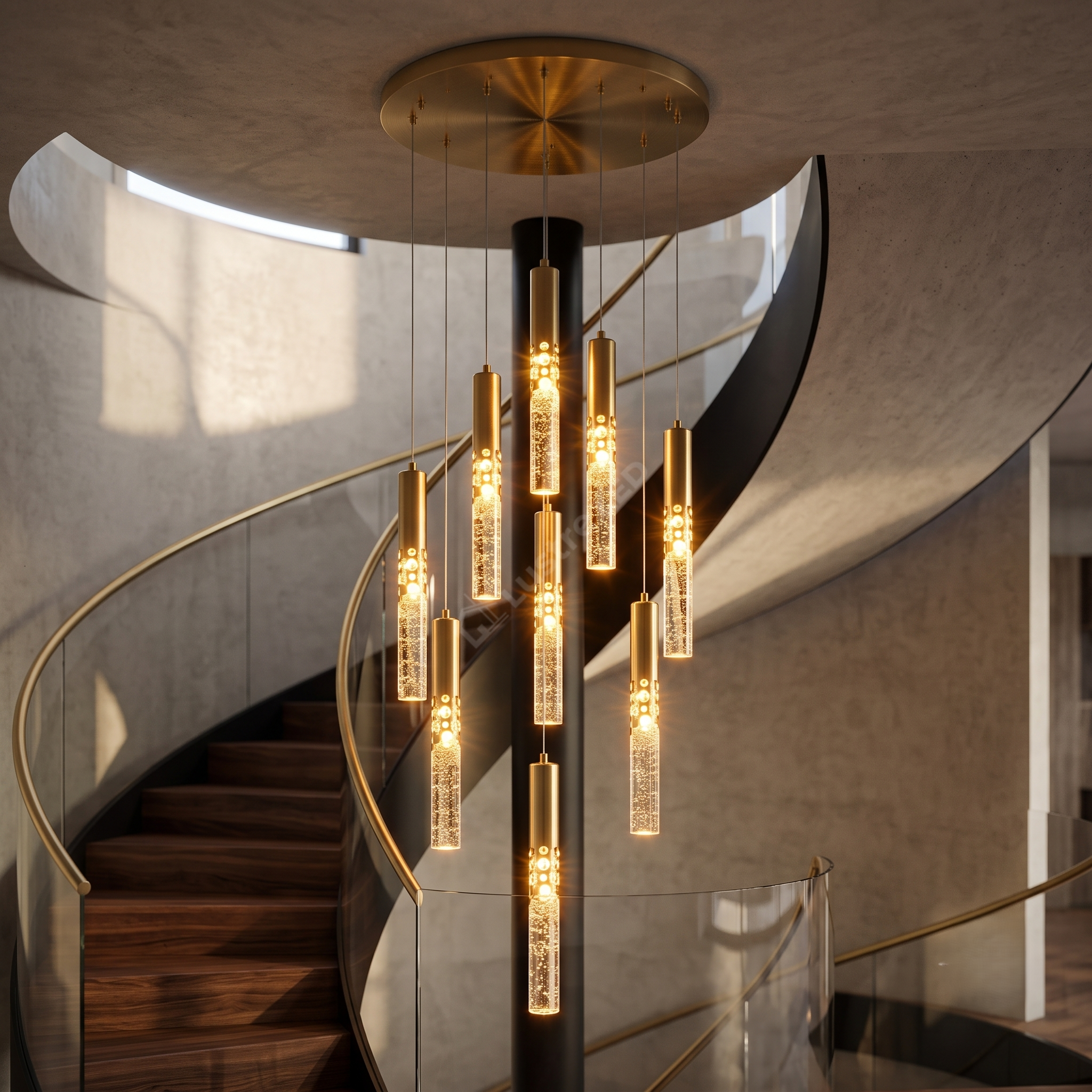 Lustra Suspendata ELANORA GRANDE Glass Gold Echivalent 300W