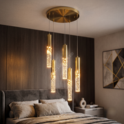 Lustra Suspendata ELANORA NOVA Glass Gold Echivalent 250W