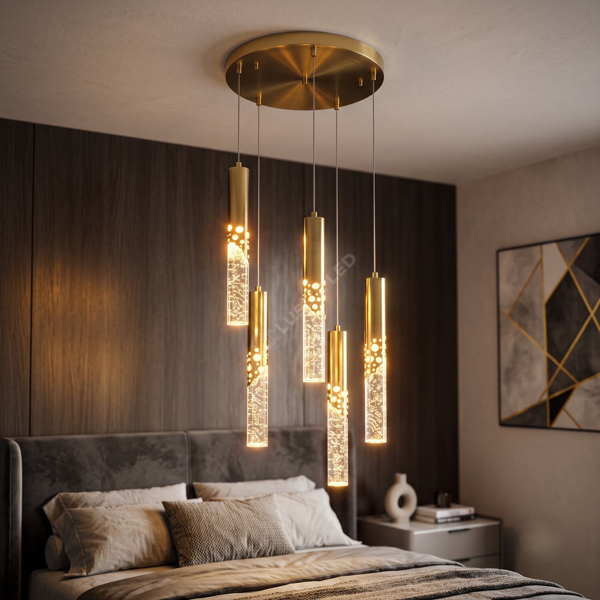 Lustra Suspendata ELANORA NOVA Glass Gold Echivalent 250W