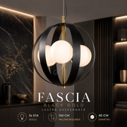 Lustra Suspendata FASCIA Black Gold Sferica 3xE14 40CM