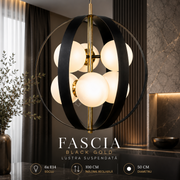Lustra Suspendata FASCIA Black Gold Sferica 6xE14 50CM