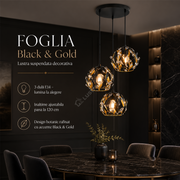 Lustra Suspendata FOGLIA Black & Gold 3xE14 40CM