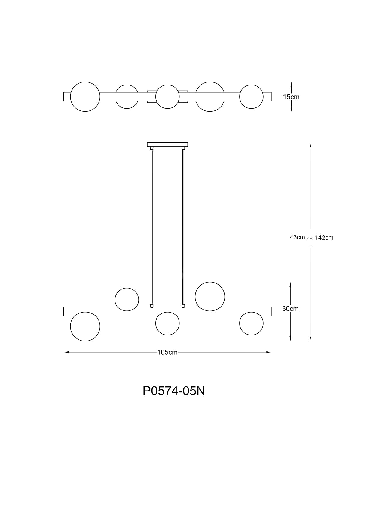 Lustra Suspendata FORES Liniara Gold cu Abajur 5xG9 105CM
