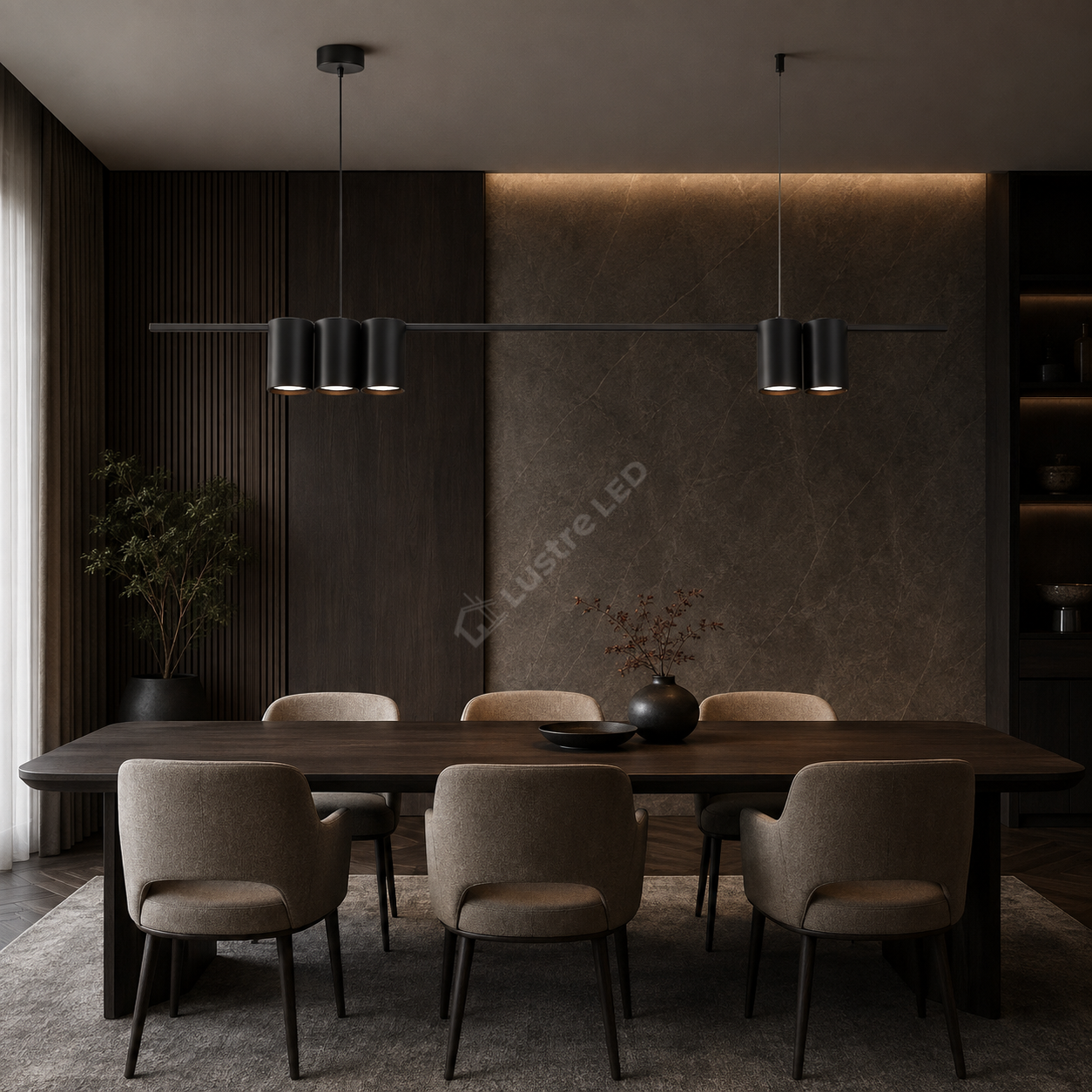 Lustra Suspendata GENESIS Liniara Black 5 Spoturi 100CM
