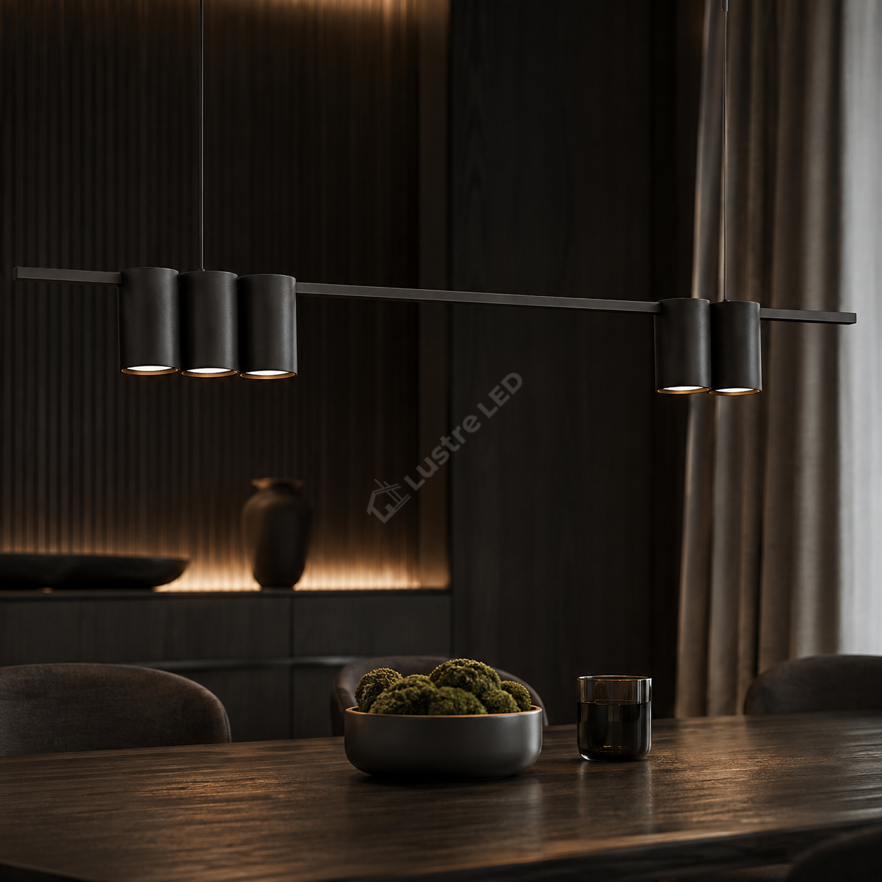 Lustra Suspendata GENESIS Liniara Black 5 Spoturi 100CM