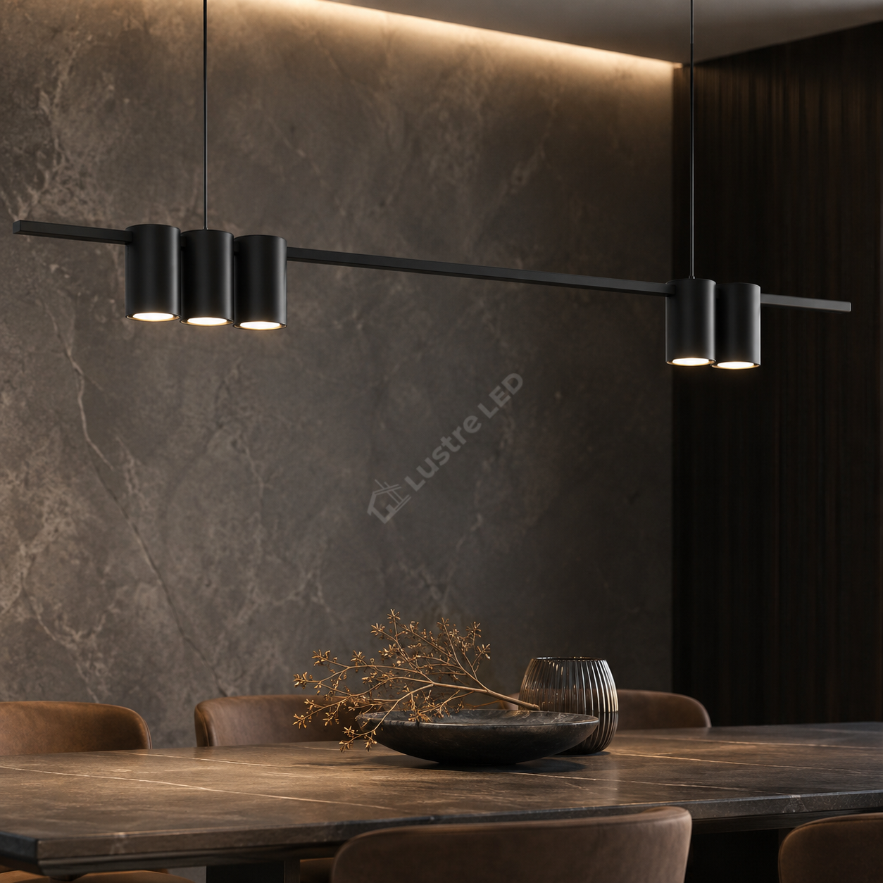 Lustra Suspendata GENESIS Liniara Black 5 Spoturi 100CM