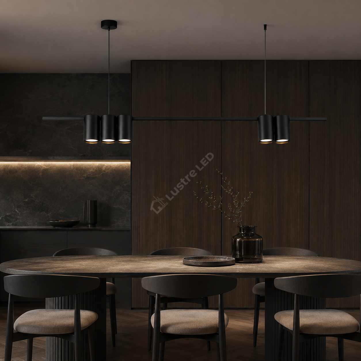 Lustra Suspendata GENESIS Liniara Black 5 Spoturi 100CM