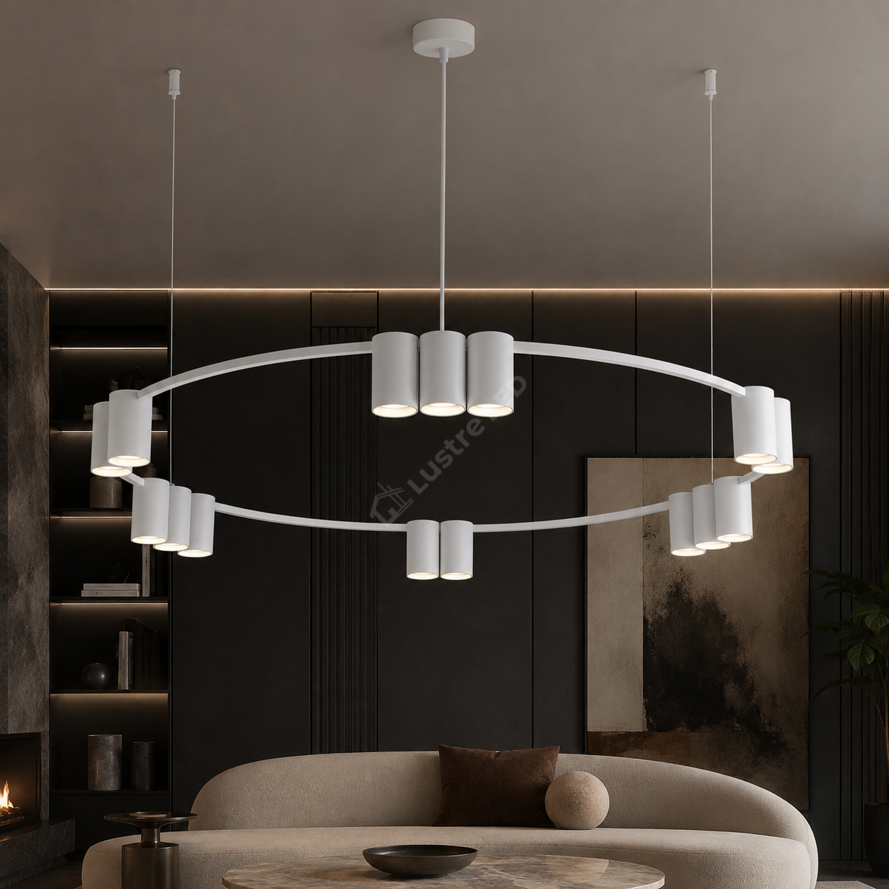 Lustra Suspendata GENESIS Rotund White 15 Spoturi Ø100CM