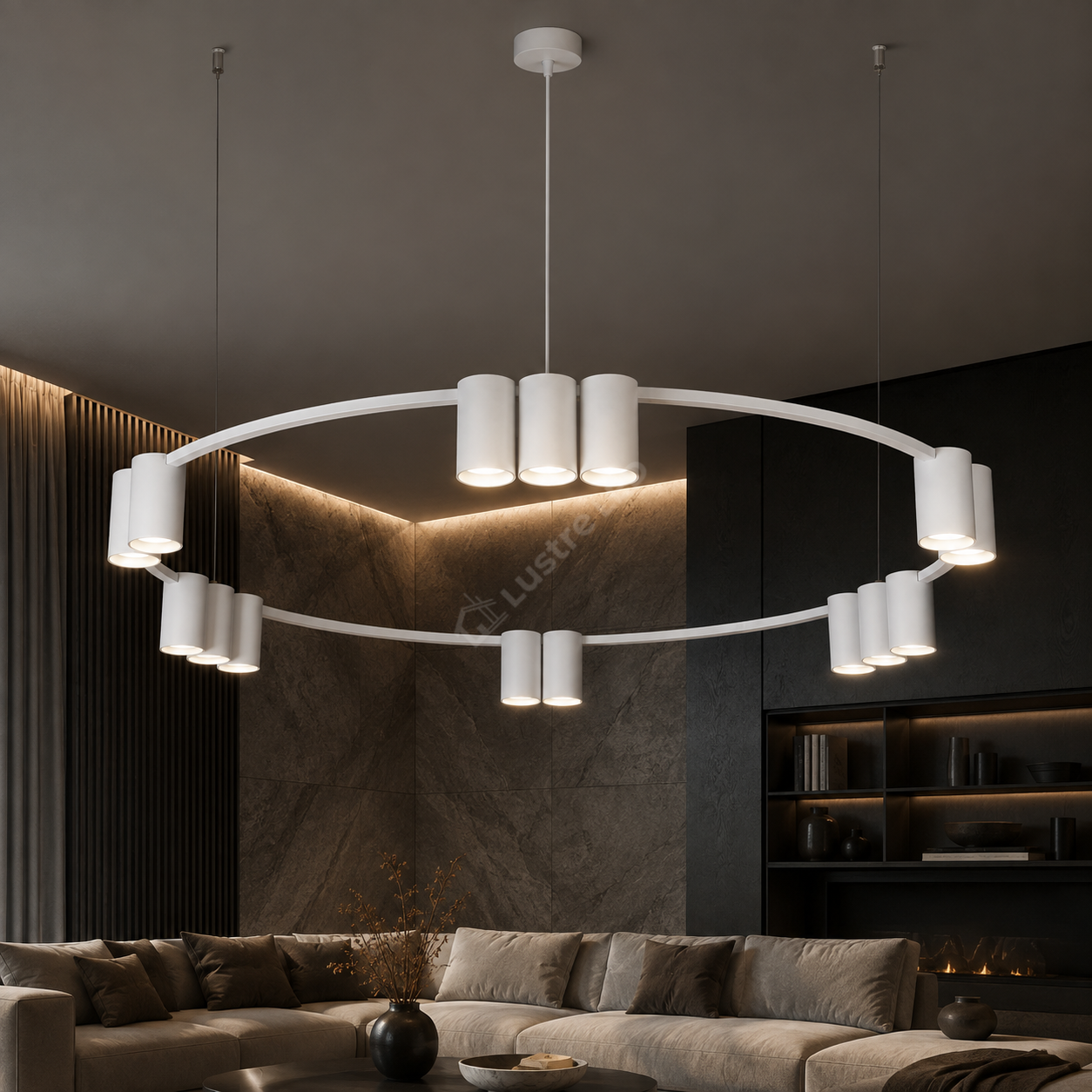 Lustra Suspendata GENESIS Rotund White 15 Spoturi Ø100CM
