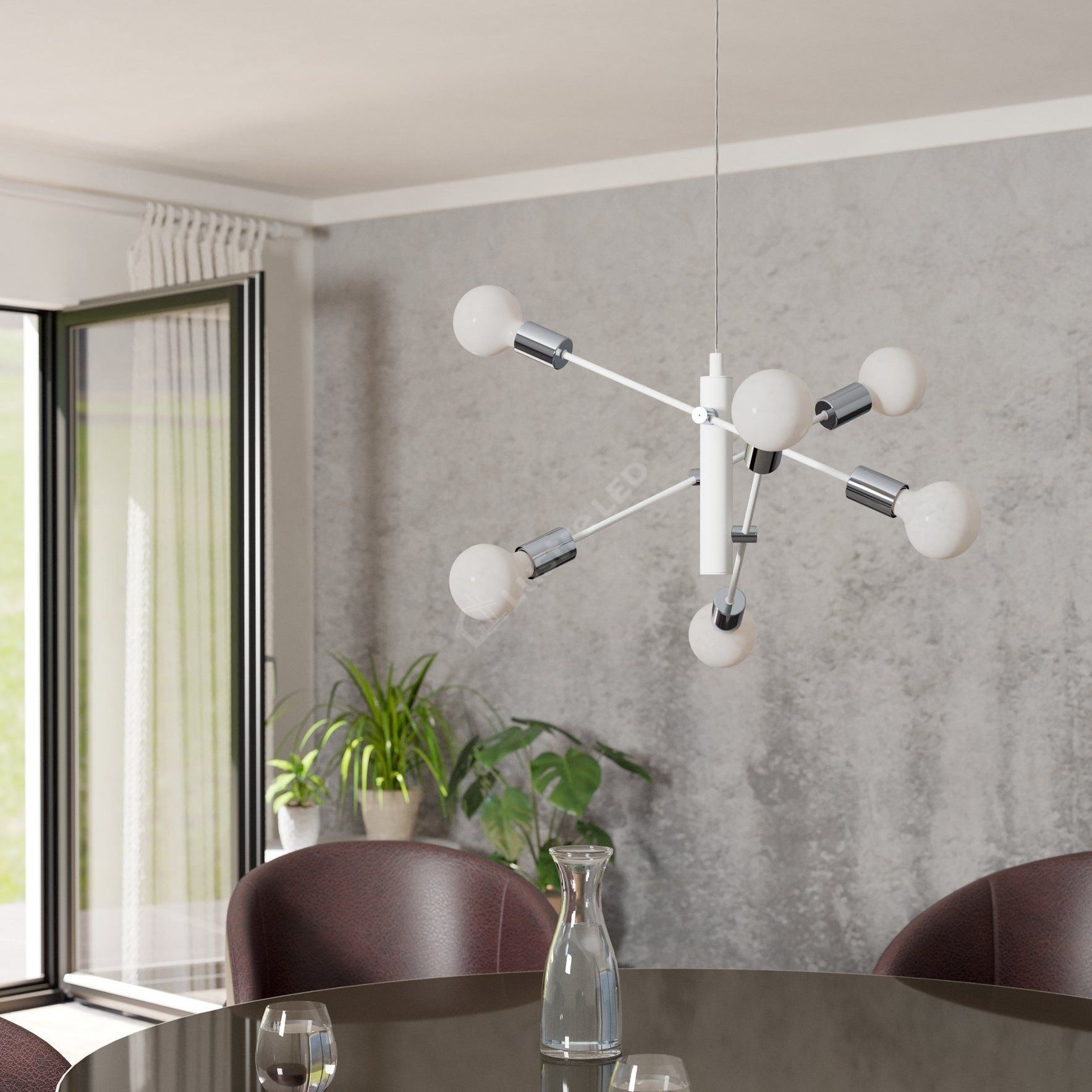 Lustra Suspendata GRADOLI White & Silver Eglo 6xE27