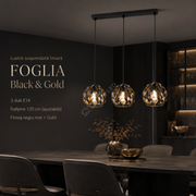 Lustra Suspendata Liniara FOGLIA Black&Gold 3xE14 65CM