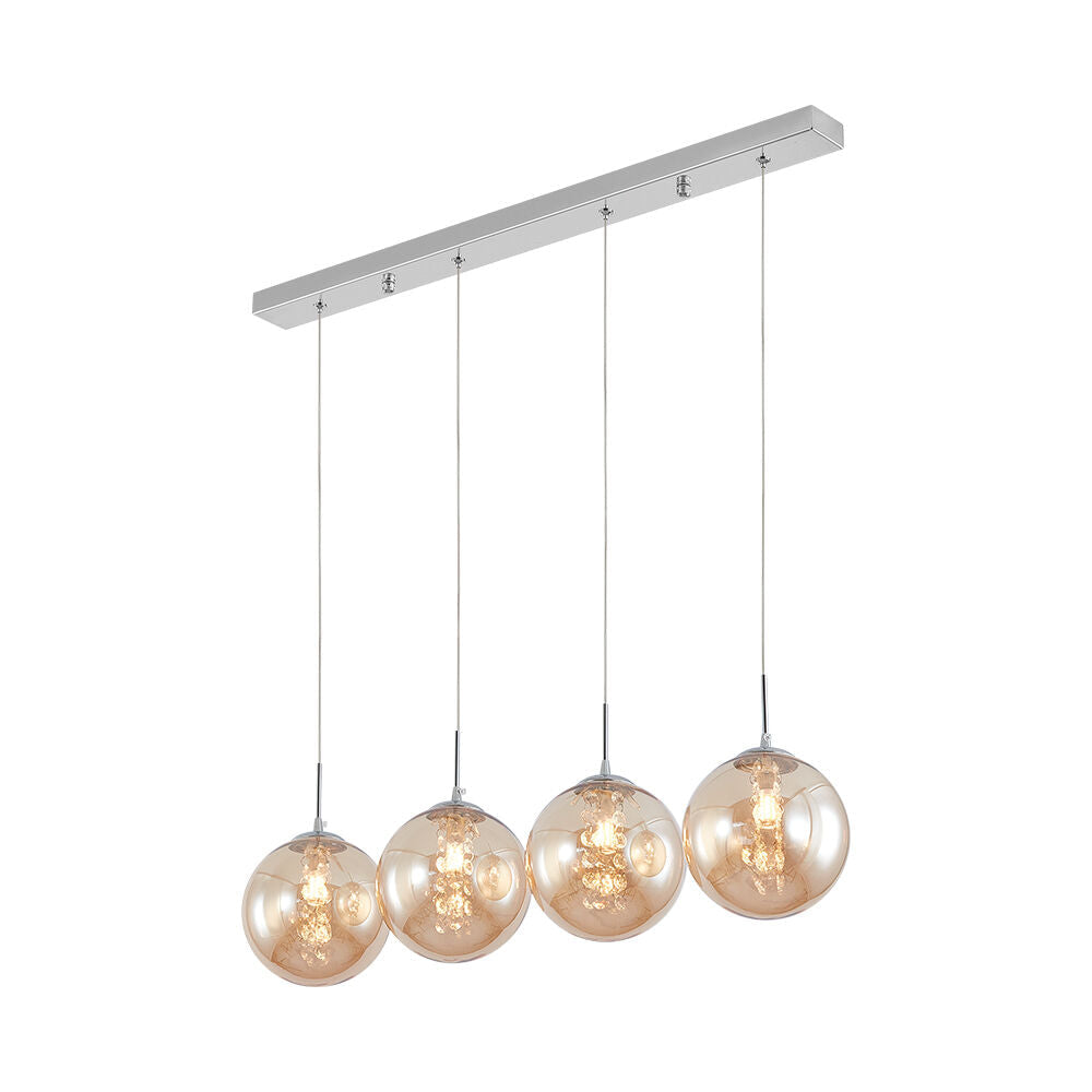 Lustra Suspendata Liniara LIMA Silver Abajur Transparent 4xG9