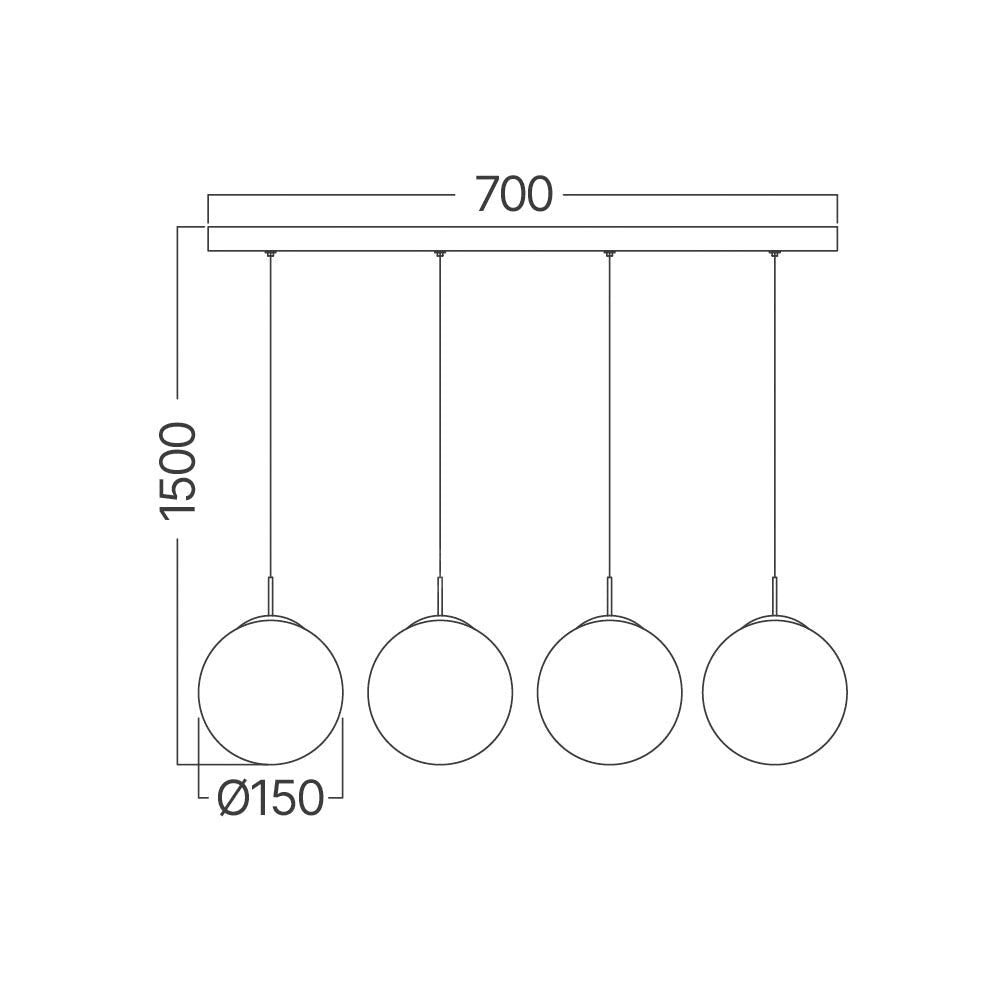 Lustra Suspendata Liniara LIMA Silver Abajur Transparent 4xG9